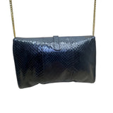 Morris Moskowitz Women’s Black Genuine Reptile Gold Chain Strap Shoulder Clutch