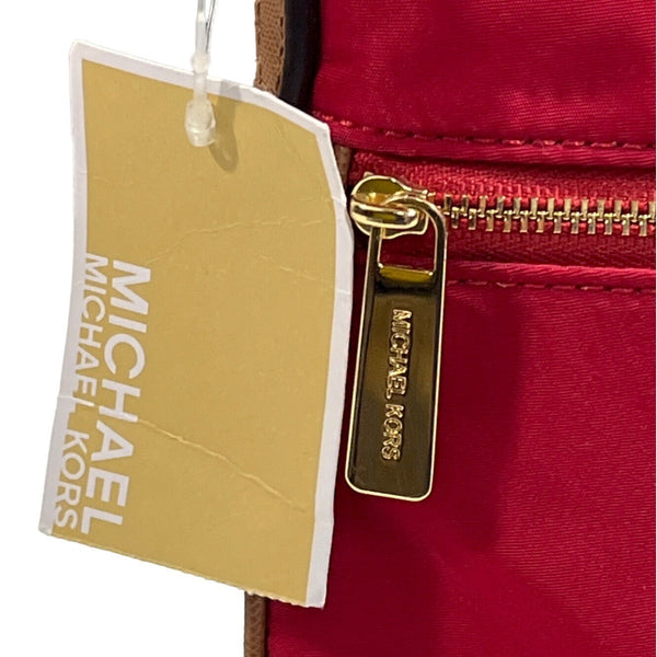 Michael Kors Women's Red Jet Set Flat Crossbody Bag With Gold Accents Sz M - NWT