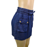 Zara Basic Womens Blue Lyocell Mini Skirt With Pockets Stylish Sz M 28