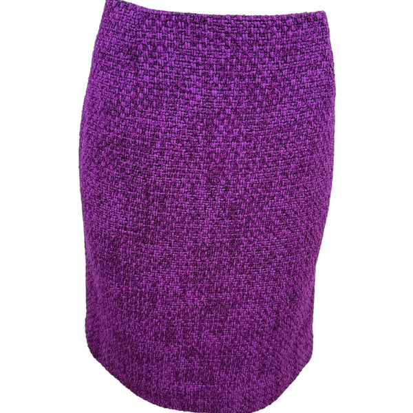 Dana Buchman Womens Purple Boucle Skirt Suit Set Size 10/12