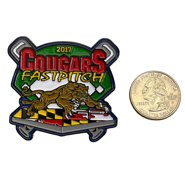 2017 Cougars Fastpitch Softball Trading Pin With Dual Post Back
