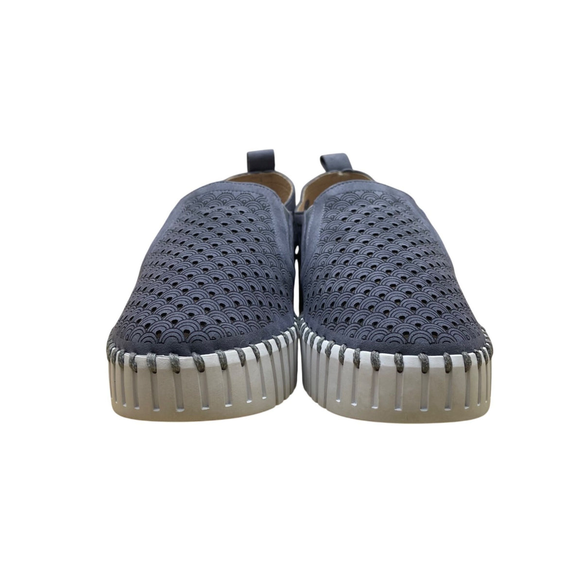 Ilse Jacobsen Women’s Blue Perforated Pattern Stitched Slip-On Shoes Size 39