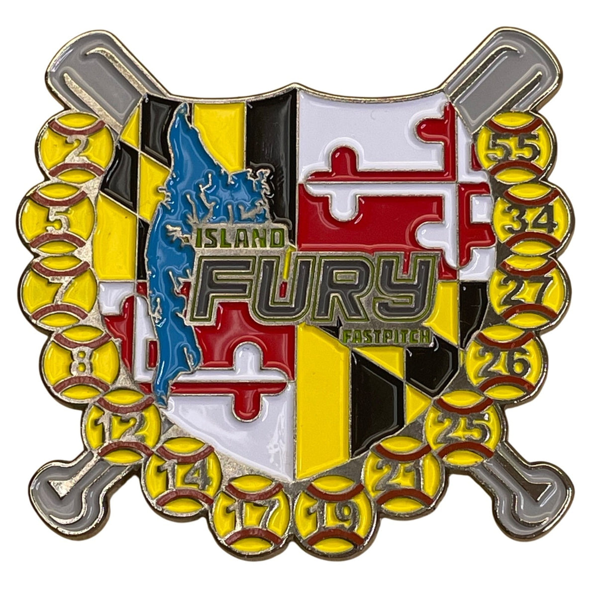 Island Fury Fastpitch Softball Trading Pin Maryland Flag Design By Metro Pins