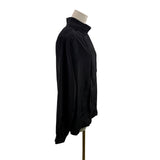 Womens Black Polyester Mock Neck Pleated Blouse Button Back Long Sleeve Size 14W