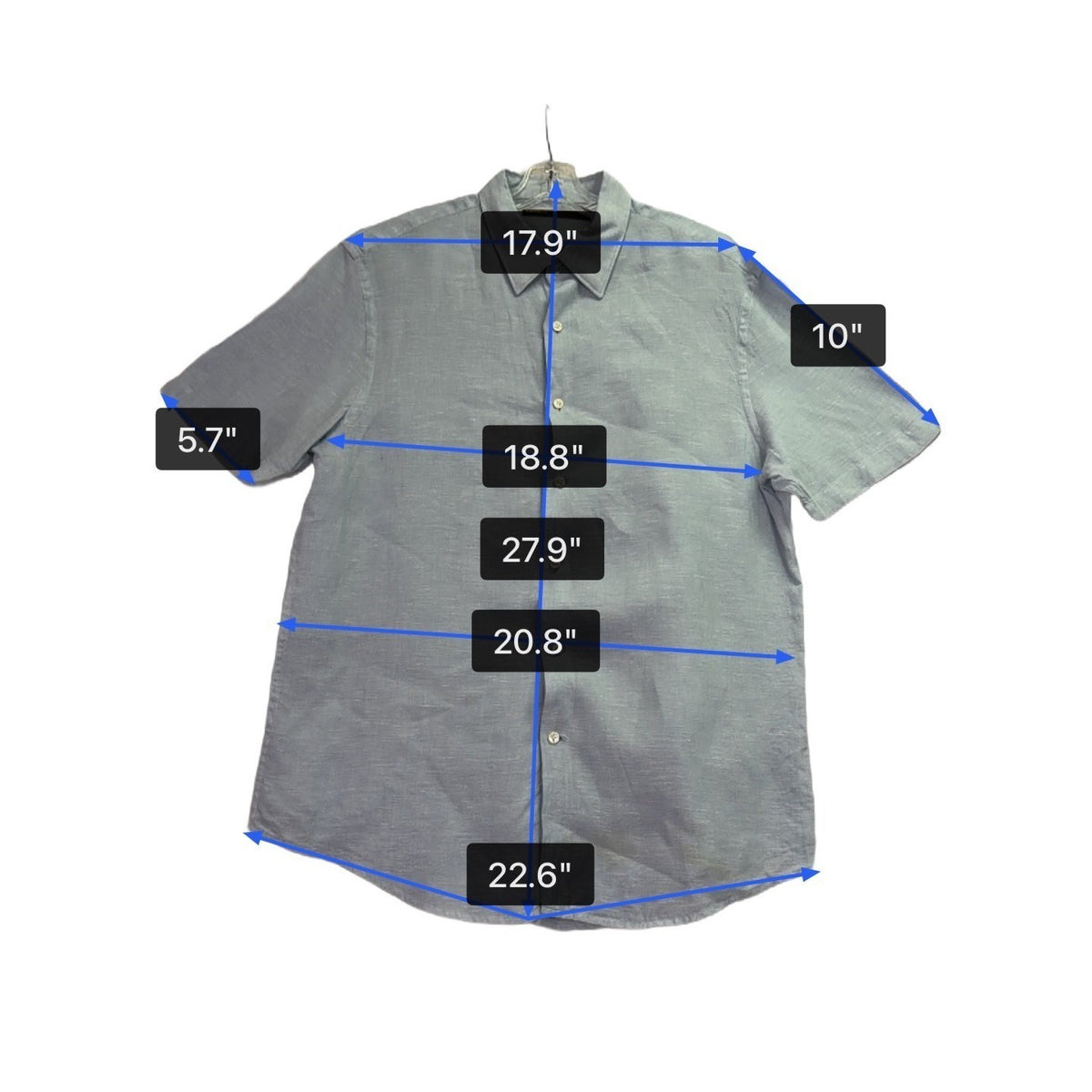 Perry Ellis Mens Light Blue Linen Short Sleeve Shirt Sz XL