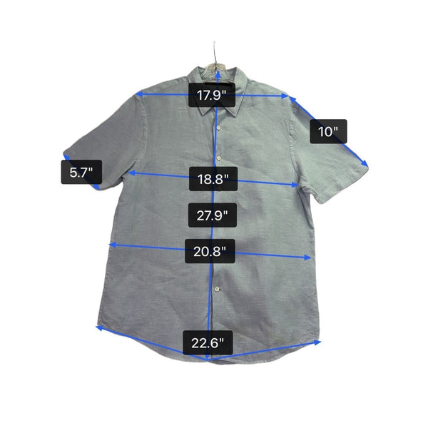 Perry Ellis Mens Light Blue Linen Short Sleeve Shirt Sz XL