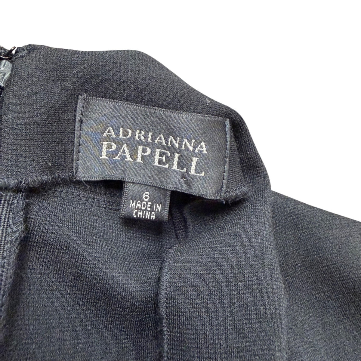 Adrianna Papell Womens Black Long Sleeve Twist Front Midi Dress Sz 6