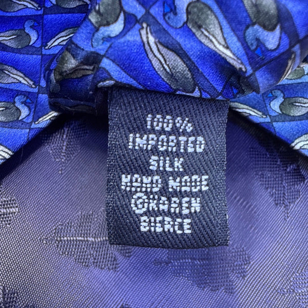 The Nature Conservancy Mens Blue Silk Duck Pattern Neck Tie Hand Made Imported