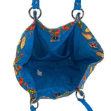 Vtg Avon Women’s Blue Flip Flop Pattern Shoulder Bag Magnetic Closure Sz M