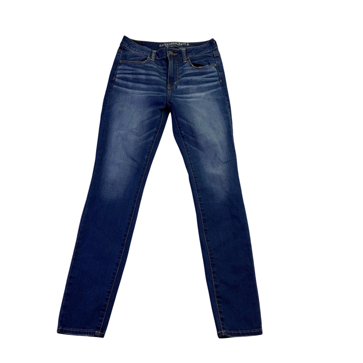 American Eagle Womens Blue Denim Super Stretch Skinny Jeans Size 8 Regular Fit