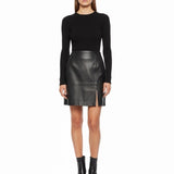 Talbots Womens Black Leather Pencil Skirt Petite Fully Lined Clean Classic Size