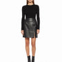 Talbots Womens Black Leather Pencil Skirt Petite Fully Lined Clean Classic Size