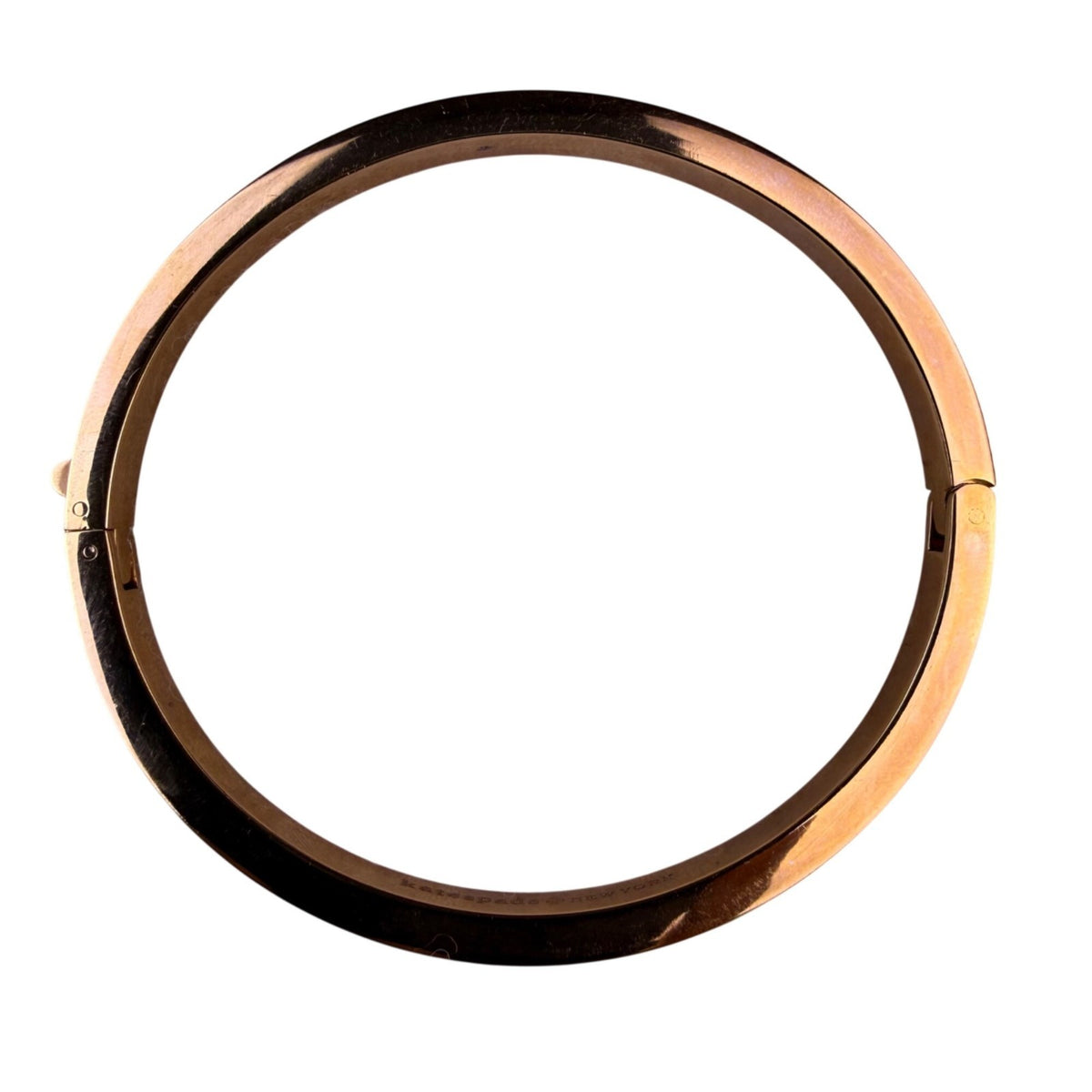 Kate Spade Womens Rose Gold Tone Metal Hinged Bangle Bracelet With Inset Stones