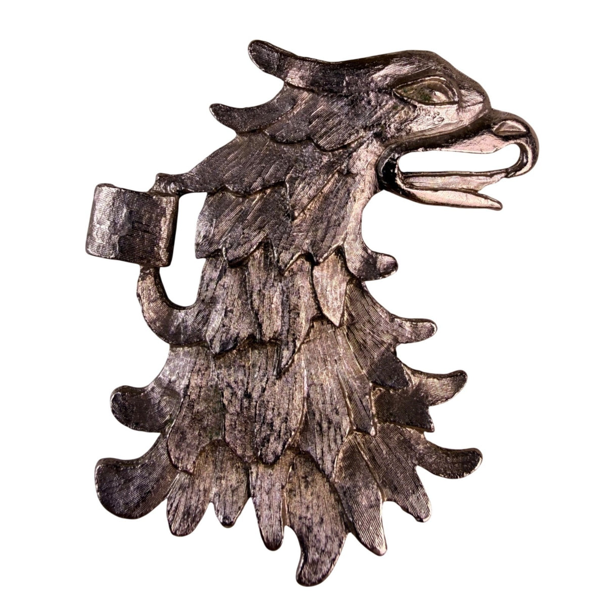 Vintage Eagle Silver Tone Metal Belt Buckle Unique Feather Textured Design