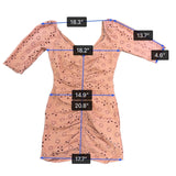 ASOS Womens Pink Eyelet Ruched Mini Dress Three-Quarter Sleeves Sz 4 - New