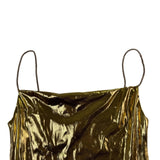 Micas Womens Gold Metallic A-Line Slip Dress Shiny Party Wear Sz S