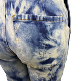 Anthropologie Womens Blue Cotton Blend Tie-Dye Denim Overalls Size 24 Petite