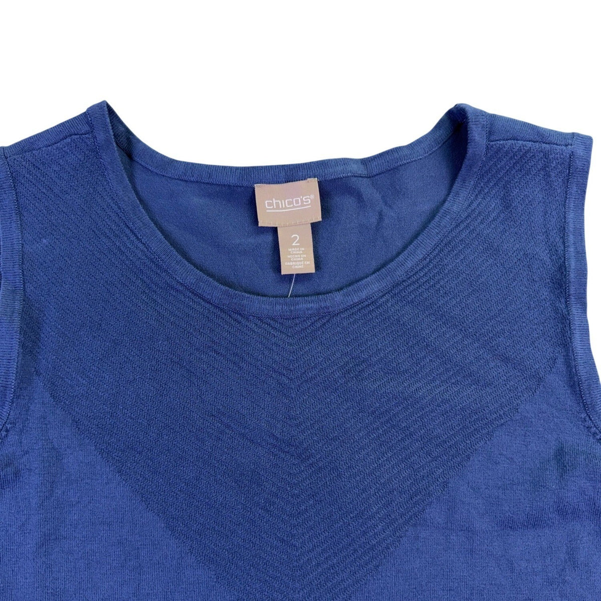 Chicos Womens Indigo Sleeveless Lightweight Casual Tank Top Size 2