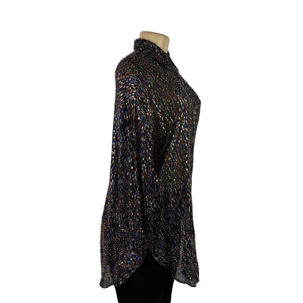 Stuart Lang Vintage Women’s Multicolor Sheer Long-Sleeve Shirt Size M