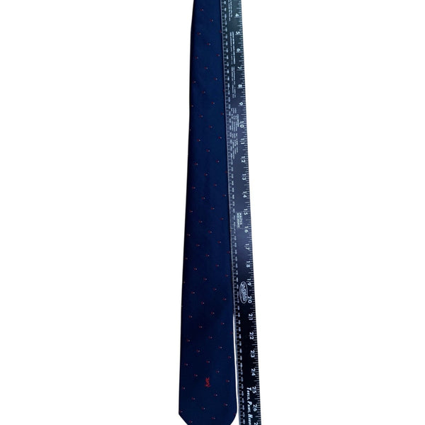 Y Saint Laurent Mens Navy Polyester/Silk Floral Pattern Classic Neck Tie