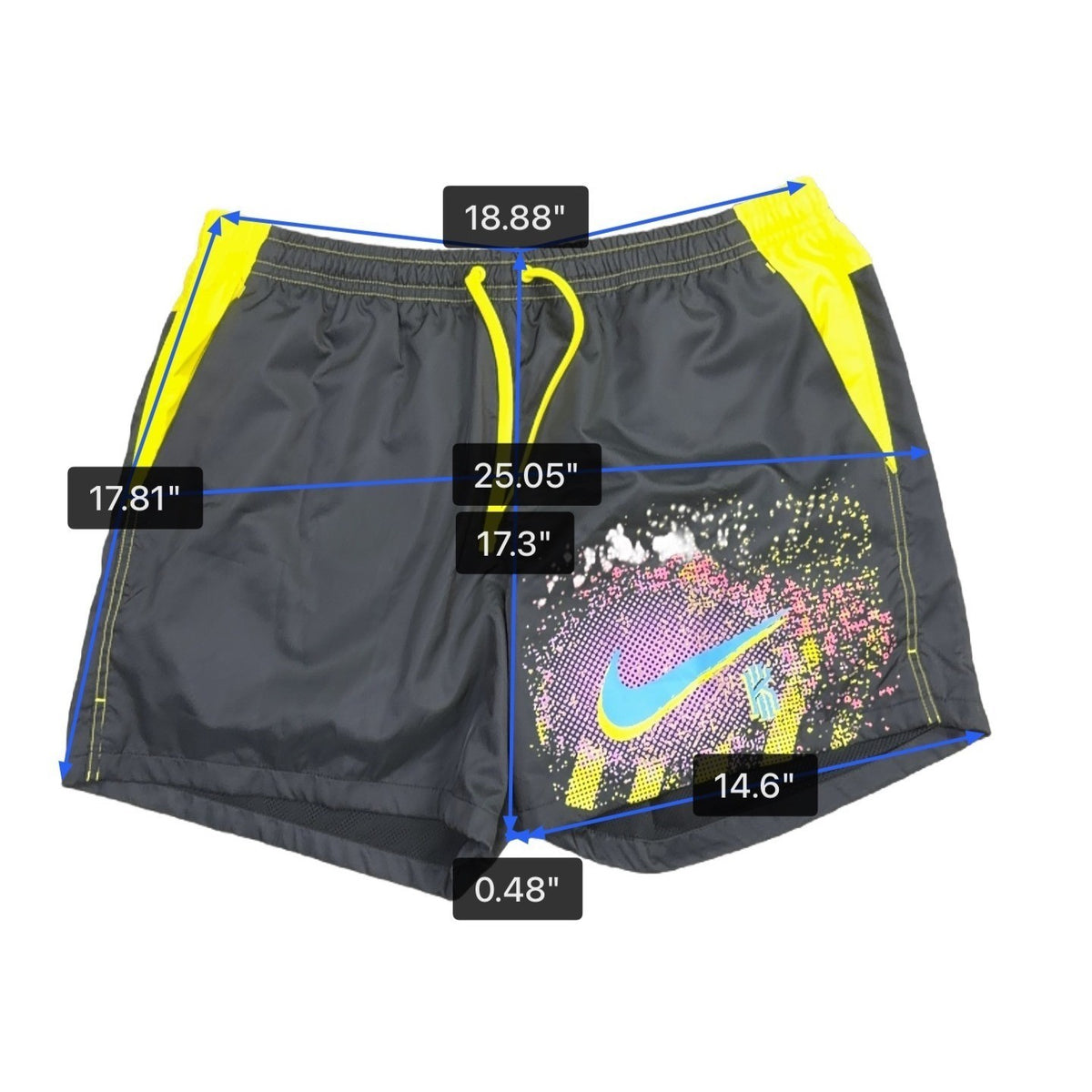 Nike Mens Black/Yellow Graphic Athletic Shorts  Fitness Mid-Thigh Design Sz XXL