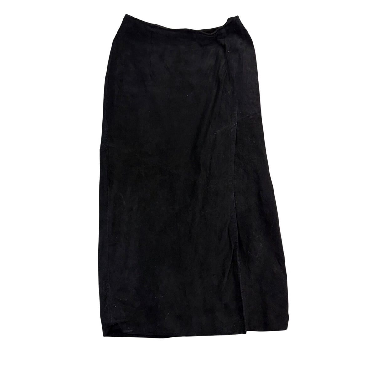 Brandon Thomas Womens Black Leather Midi Skirt With Slit Size 6