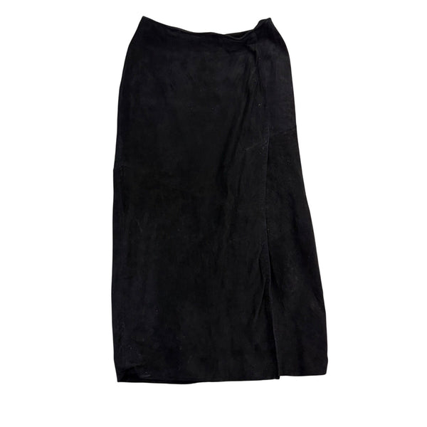 Brandon Thomas Womens Black Leather Midi Skirt With Slit Size 6