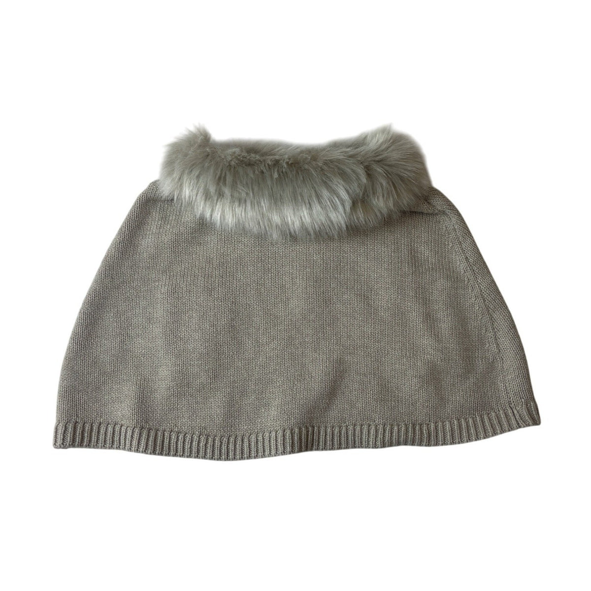 Janie & Jack Baby Cable Knit Poncho With Faux Fur Collar Size 3-6 Months Beige