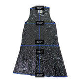 Carmen Marc Valvo Womens Black Silk Sequin Sleeveless Dress Size 10