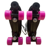 Black Unisex With Pink Wheels Lace Up High Top Roller Skates Size 42