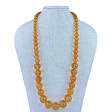 Vintage Womens Cognac Orange Glass Bead Faceted Necklace Art Deco