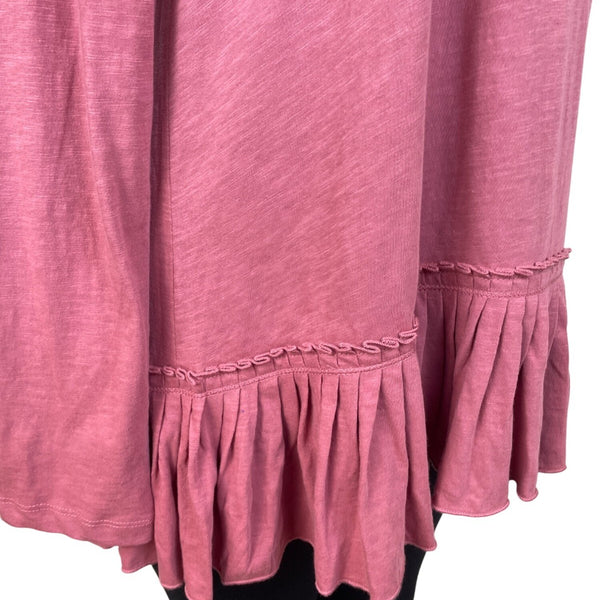 Lori Goldstein LOGO Womens Pink Long-Sleeve Ruffle Hem Tunic Size M