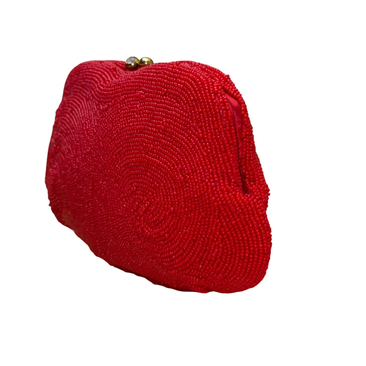 Saks Fifth Avenue Women’s Red Spiral Beaded Vintage Design Clasp Closure Pouch