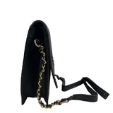 Elizabeth Grant Black Crossbody Purse Python Print Gold Chain Strap Sz S - New