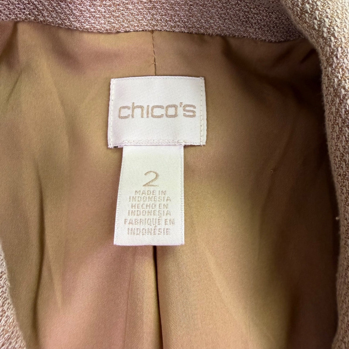 Chicos Womens Beige Linen Blend Sleeveless Open Front Vest Size 2 