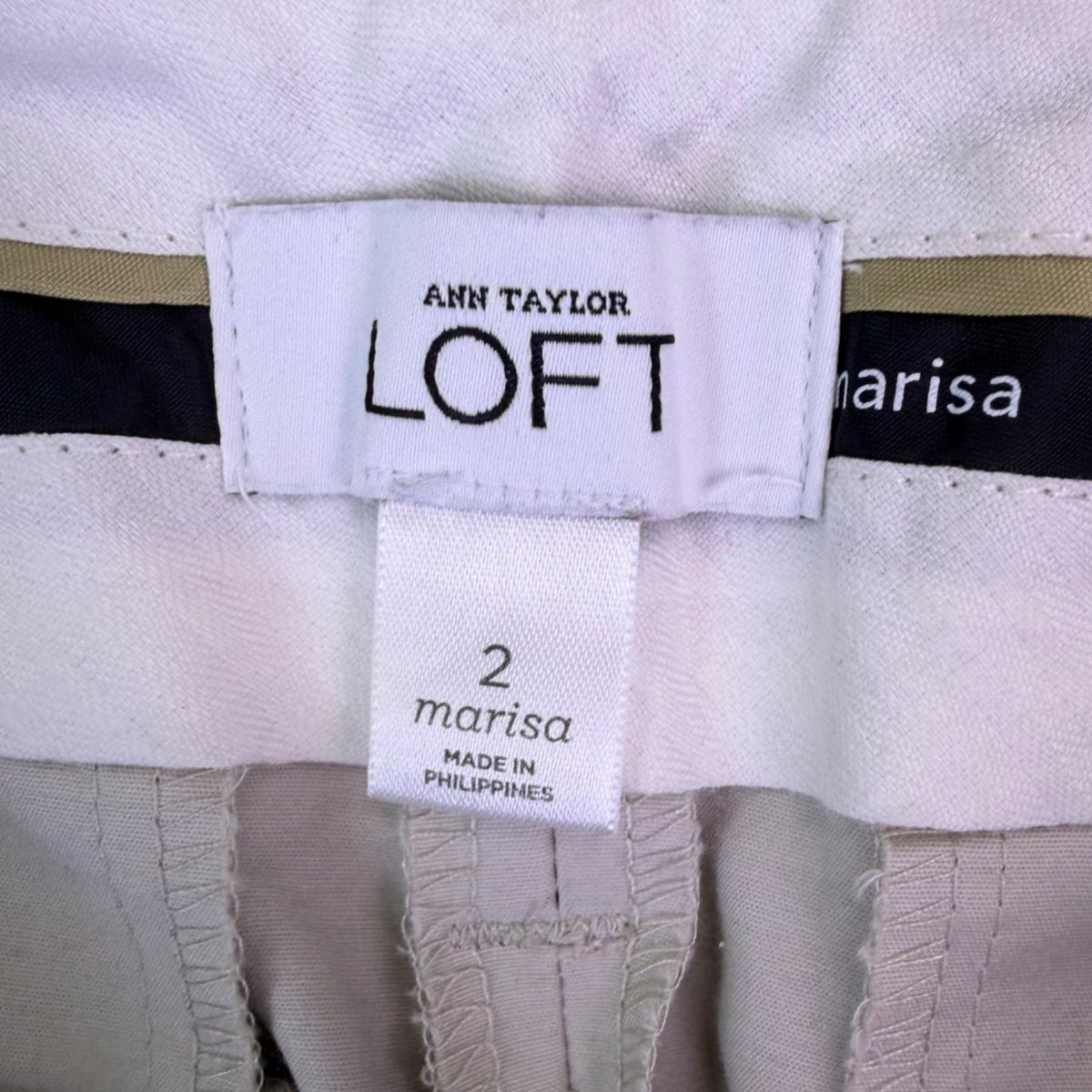 Ann Taylor Loft Marisa Womens Beige Bootcut Denim Pants Size 2