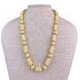 Hand Carved Bead Necklace Womens Cream Carved Artisan Statement Jewelry