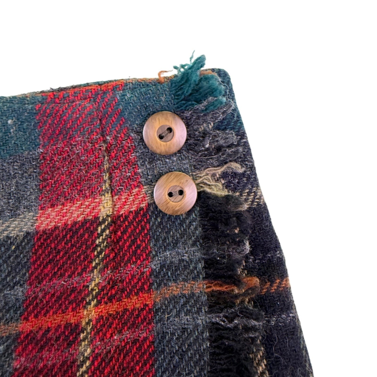 Talbots Womens Red & Green Plaid Wool Midi Skirt Button Accent Size 8 Petite