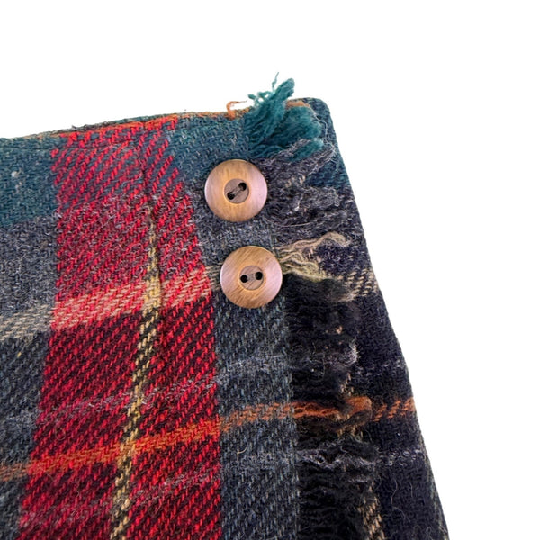 Talbots Womens Red & Green Plaid Wool Midi Skirt Button Accent Size 8 Petite