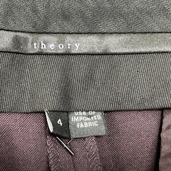 Theory Womens Purple Slim Fit Ankle Pants With Pockets & Hook Closure Size 4