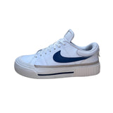 Nike Women’s White & Blue  Leather Lace-Up Court Legacy Lift Sneakers Size 9.5
