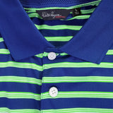 Walter Hagen Mens Navy Blue/Green Striped Polo Shirt Short Sleeve Sz L