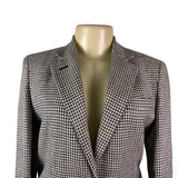 Lauren Ralph Lauren Womens Navy & Beige Houndstooth Linen Blazer Jacket Size 6P