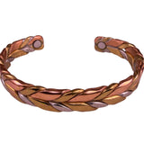 Sergio Lub Womens Mixed Metal Bracelet Twisted Braided Silver Copper Magnetic