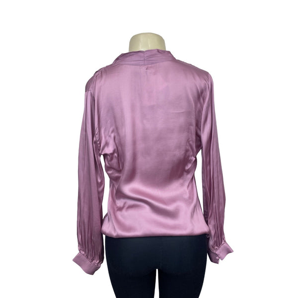Good Hart Women's Pink Long Sleeve V Collar Shirt Sz S