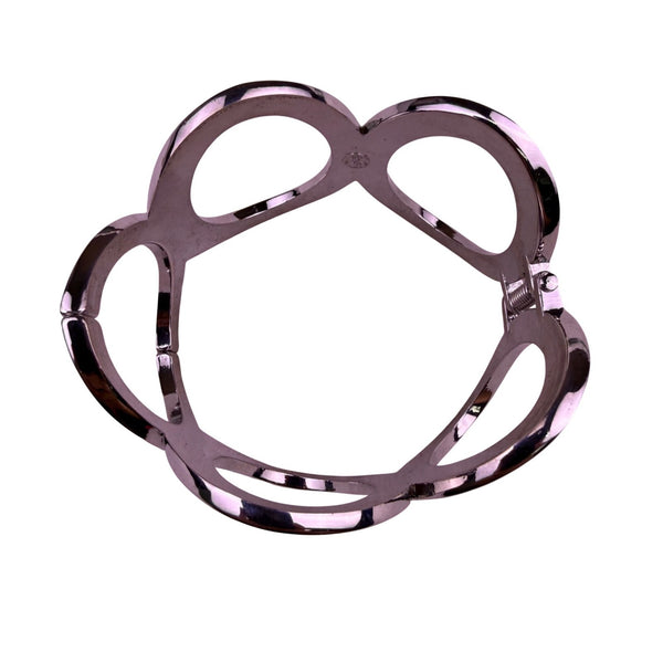 Premier Designs Womens Silver Tone Metal Bangle Bracelet Oval Cutout Design