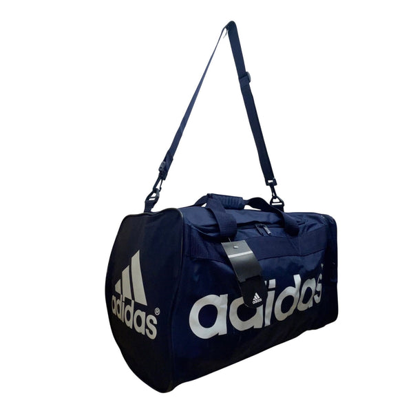 Adidas Unisex Blue Nylon Duffle Bag Logo Design Adjustable Strap One Size