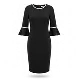 Calvin Klein Womens Black Classic Bell Sleeve Sheath Dress Size 16 