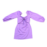I Saw It First Womens Purple Dress Balloon Sleeves Tie-Front Size UK14 US10