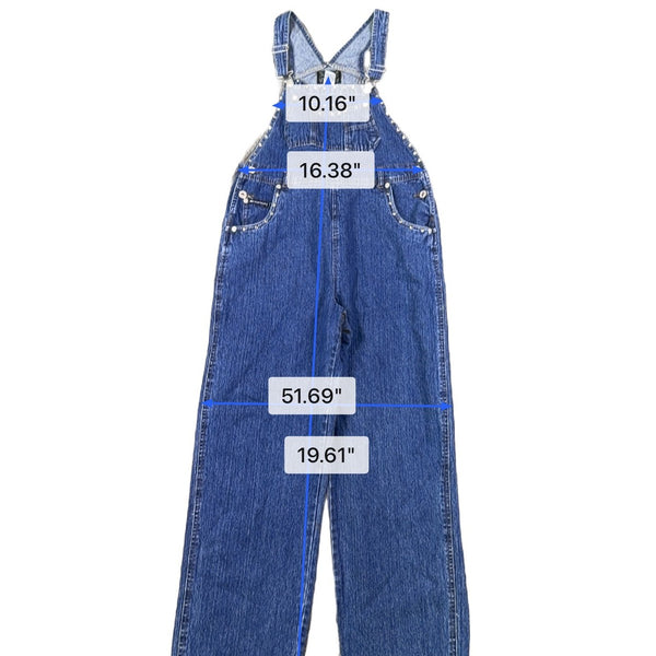 No Excuses Womens Blue Cotton Denim Overalls Casual Retro Style Size M